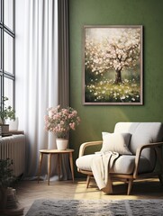 Fresh Spring Blossom Prints: Vintage Landscape Painting with Blossoming Beauty