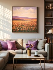 Golden Hour Sunset Fields: Classic Field Painting Aesthetics - Wall Art Collections in Gold