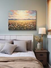Golden Hour Sunset Fields: Dusk Tones Canvas Art-Inspired by Evening Field Paintings