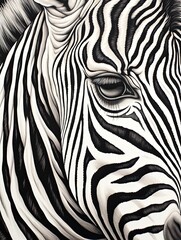 Zebra Stripes Unveiled: Hand-Drawn Wildlife Portraits for Captivating Wall Art