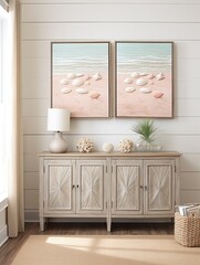 Hand-Painted Coastal Horizons: Tranquil Evenings Wall Art