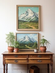 Snowy Peaks: Hand-Painted Alpine Beauty, Vintage Field Painting and Mountain Scenes