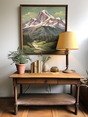 Hand-Painted Mountain Scenes: Rustic Alpine Beauty with Vintage Charm