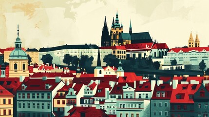 Artistic illustration of Prague city. Czech Republic in Europe. - 711140456