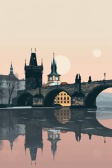 Artistic illustration of Prague city. Czech Republic in Europe. - 711140610