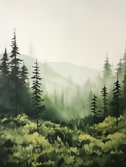 Minimalist Forest Landscapes: Modern Field Painting with a Simplified, Contemporary Twist