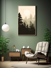 Fototapeta premium Minimalist Forest Landscapes: Rustic Elegance in Simplified Nature Canvas