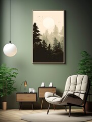 Minimalist Forest Landscapes: Rustic Elegance in Simplified Nature Canvas