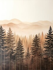 Minimalist Forest Landscapes: Rustic Wall Art with Minimalistic Woodland Scene