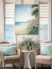 Nautical Coastal Landscapes: Oceanfront Vistas & Floral Beauty - Vintage Wall Art for Coastal Homes