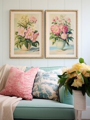 Vintage Nautical Coastal Landscapes: Seaside and Blooms Wall Art Collection