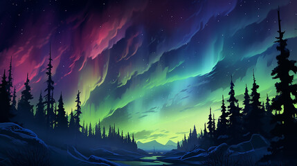 fantastic Aurora Borealis on a starry sky
