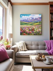 Organic Valley Wall Decor: Tranquil Field Painting of the Captivating Valley Scene