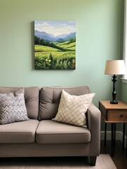 Organic Valley Wall Decor: Scenic Field Painting in a Captivating Organic Artistry - Enhance Your Space
