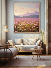 Vintage Painting of Blossoming Meadows: Organic Valley Wall Decor