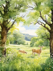 Tranquil Countryside: Captivating Pastoral Scene Watercolors