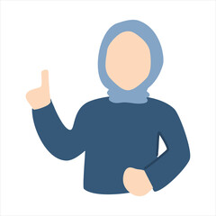 woman pointing finger to side cute illustration