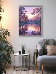 Riverside Serenity: Peaceful Reflections of a Calm River at Soft Sunset