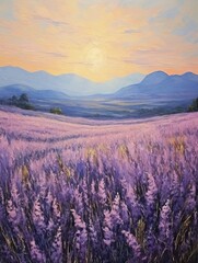 Provence Lavender Art: Vintage Landscape Masterpieces in Wildflower Field Painting