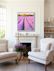 Provence Lavender Art: Vintage Field Painting Collections, Wall Art Celebrating France's Beauty