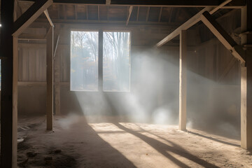 Rays of light in the barn. Neural network AI generated art