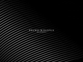 Abstract futuristic dark black background with waving design. Realistic 3d wallpaper with luxurious flowing lines. Elegant background for posters, websites, brochures, cards, banners, apps etc.