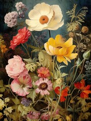 Vintage Floral Designs: Captivating Wildflower Artistry and Retro Landscapes for Home Decor