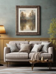 Vintage Serene Lakeside Reflections: Calm Waters Wall Art Merge