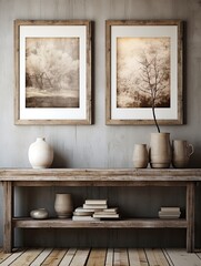 Fototapeta na wymiar Vintage Art Print Collection: Shabby Chic Rustic Decor with Ethereal Abstract Nature Themes