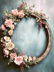 Obraz na płótnie Canvas Handcrafted Floral Wreath Elements: Shabby Chic Rustic Decor for Stunning Wall Art Display