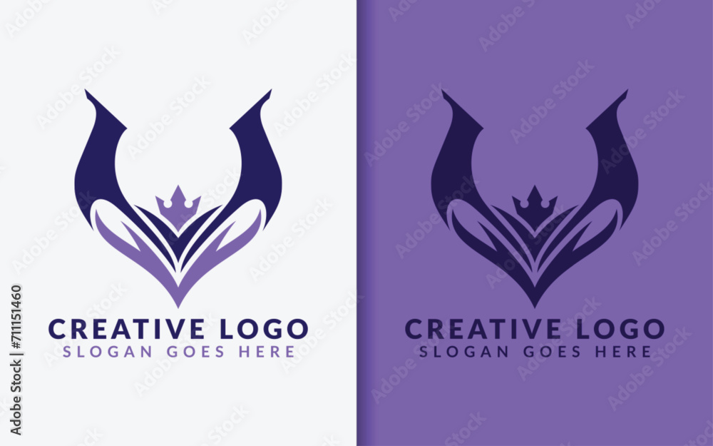 Poster abstract initial letter v with stylish shape and crown combination. minimalist vector illustration.