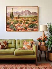 Vintage Wildflower Paintings: Southwestern Desert Landscapes with Sand, Cacti, and Nostalgia
