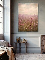 Vintage Wildflower Field Landscapes: Textured Canvas Print D�cor with Depth.