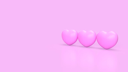 The tree pink heart for love or valentine concept 3d rendering.