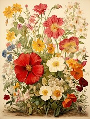 Time-Worn Garden Illustrations: Classic Wildflower Prints with an Antique Flair