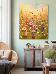 Timeless Impressions: Vintage Wildflower Field Art Print Collection Celebrating Nature