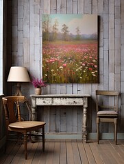 Timeless Impressionist Rustic Painting: Vintage Wildflower Landscapes Wall Art Collections