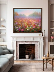 Timeless Impressionist Wildflower Landscapes: Vintage Wall Art for Rustic Decor