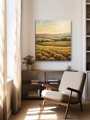 Timeless Tuscan Landscape Prints: Sun-Kissed Field Painting in the Heart of Italy