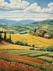 Timeless Tuscan Landscape Prints: Field Painting Whispers of Age-Old Tradition
