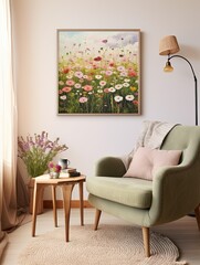 Tranquil Prairie: Vintage Wildflower Field Paintings - Captivating Art Prints for Your Nostalgic Wall Decor