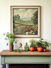 Vintage Countryside Print: Organic Garden Grandeur - Wall Art Treasure
