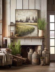 Vintage Field and Stream Canvases: Capturing the Essence of Country Life by Waterways with Farmhouse Decor