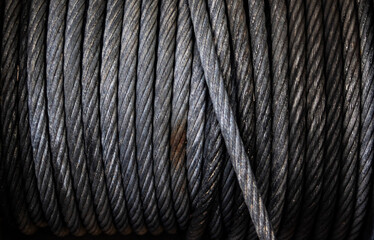 Close up of a steel wire cable for use as a background.