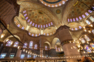 Interior of the Sultanahmet Mosque - Blue Mosque in Istanbul, Turkey. - 711154062