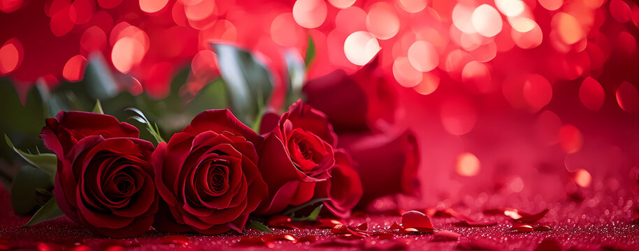 Valentine's day images red roses on red background