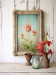 Whimsical Nature Photography: Retro Vintage Floral Frame and Wildflower-Inspired Cottage Decor