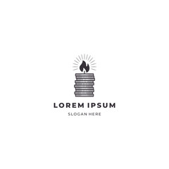 Candle combine with pile of coin logo design on isolated background