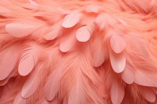 Beautiful flamingos feathers background in pastel pink and purple colors. Closeup vertical image of colorful fluffy feather. Minimal abstract composition with copy space