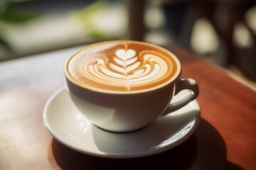 Cup of hot coffee latte with steam, Coffee latte art